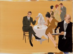 Summer Cocktail Party with English Butler, 1961, by Larry Salk (American, 1936-2004), watercolor, gouache, ink on paper. Museum of Fine Arts, Boston. Gift of Jean S. and Frederic A. Sharf
Summer Cocktail Party with English Butler, 1961, by Larry Salk