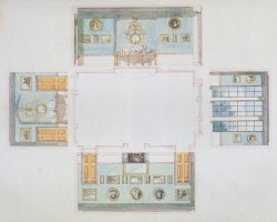 Latrobe drawings of dining room for a house for the Tayloe family