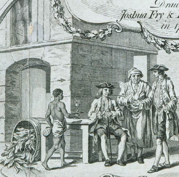 colonial maps of virginia. cartouche from A MAP of