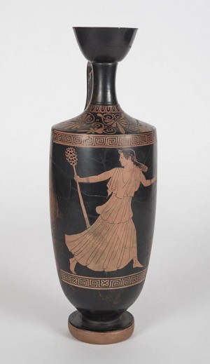 Hermonax Painter (Greek, 5th century BCE), Oil flask (Lekythos), made Attica, Greece c. 475–450 BCE. Terracotta. Wadsworth Atheneum Museum of Art, Hartford, CT, Purchased through the gift of Henry and Walter Keney. Hermonax Painter (Greek, 5th century BCE), Oil flask (Lekythos)