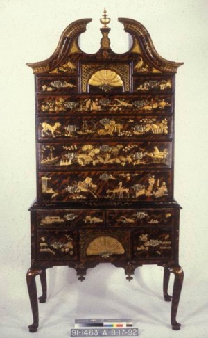 Boston japanned high chest 1735-40