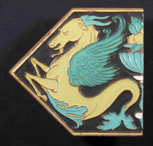 Julia Morgan for California Faience, “Seahorse” bedroom floor tile, Hearst Castle, 1922 Julia Morgan for California Faience, “Seahorse” bedroom floor tile, Hearst Castle, 1922
