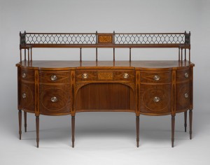 Sideboard, Charleston, South Carolina, 1790–1810. Mahogany, mahogany veneer with light- and dark-wood inlays, red gum or black gum, yellow-poplar, southern yellow pine, southern red cedar, and eastern white pine. Yale University Art Gallery, Mabel Brady Garvan Collection Sideboard, Charleston, South Carolina, 1790–1810