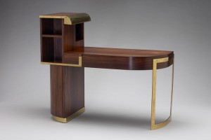Desk designed by Donald Deskey, probably made by Schmieg, Hungate & Kotzian, Inc., 1929. Macassar ebony veneer, yellow-poplar, chestnut, ash, plywood faced with mahogany. Yale University Art Gallery, Gift of Mrs. Arthur D. Berliss, Sr. Desk designed by Donald Deskey