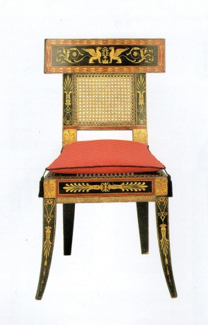 Klismos style chair designed by Latrobe for the Waln House, Philadelphia