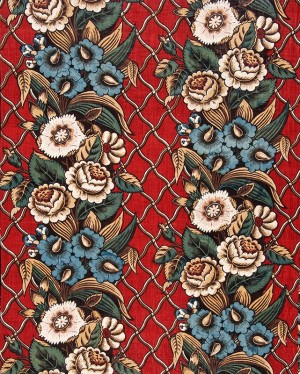 Floral stripe on a trellis background