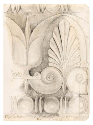 Paul Manship, Frieze Detail from Treasury of Siphnians, Delphi, 1912. Graphite on paper. Minnesota Museum of American Art, Saint Paul, Bequest of Paul H. Manship. © Estate of Paul Manship Paul Manship, Frieze Detail from Treasury of Siphnians