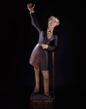 Colonel Sellers Trade Figure, unidentified artist, ca. 1875, Sellersville, Pennsylvania, wood and paint. Fenimore Art Museum, gift of Stephen C. Clark, formerly collection of Jean and Howard Lipman Colonel Sellers Trade Figure