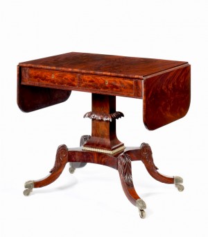 Sofa table in the Grecian style attributed to Thomas Seymour, probably for Isaac Vose & Son, Boston, ca. 1819-1820. Mahogany and mahogany veneer. Private collection. Photograph by David Bohl. Sofa table in the Grecian style attributed to Thomas Seymour, probably for Isaac Vose & Son, Boston, ca. 1819-1820.