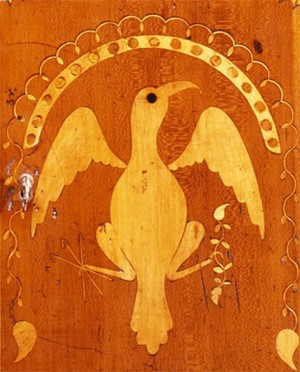 Eagle Inlay from the Prospect Door of a Desk, East Tennessee, ca. 1810. Private Collection. Eagle Inlay from the Prospect Door of a Desk, East Tennessee, ca. 1810. Private Collection.