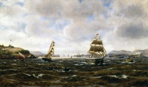 “San Francisco Bay” by William A. Coulter, dated 1884, oil on canvas, Schow Collection “San Francisco Bay” by William A. Coulter