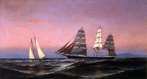 “ ‘War Hawk’ Taking Pilot” by Gideon Jacques Denny, dated 1880, oil on canvas, Society of California Pioneers, San Francisco “ ‘War Hawk’ Taking Pilot” by Gideon Jacques Denny