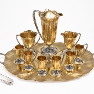 Chocolate set and cup, 1915, made by Gorham Manufacturing Company